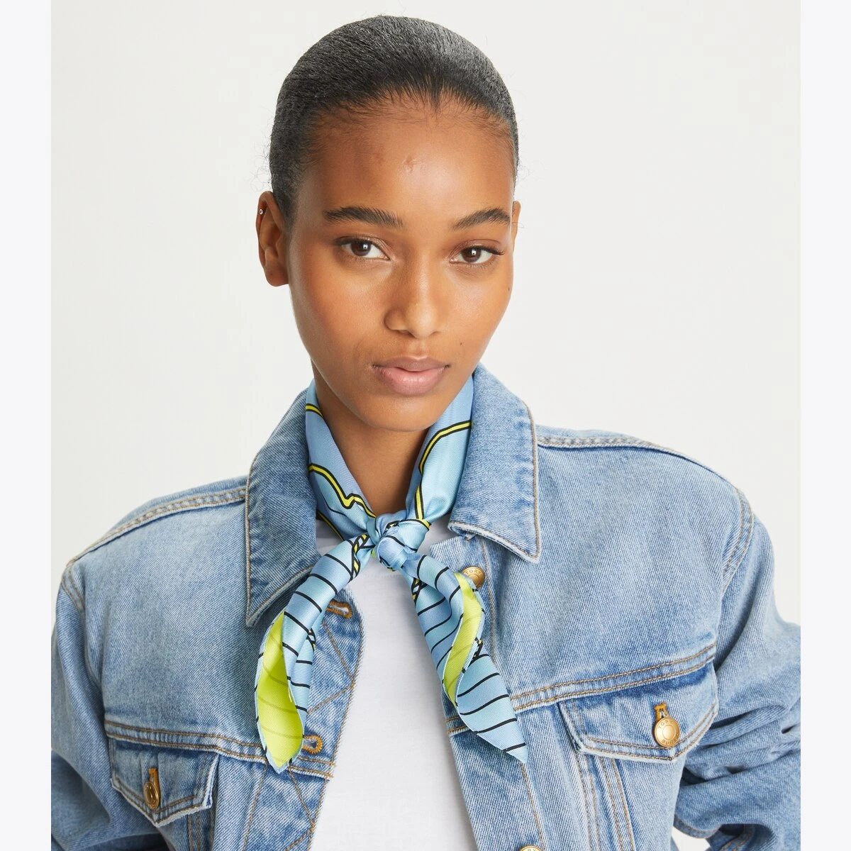 Tory Burch Candy Stripe Silk Neckerchief 2 Tory Burch Candy Stripe Silk Neckerchief - Image 2