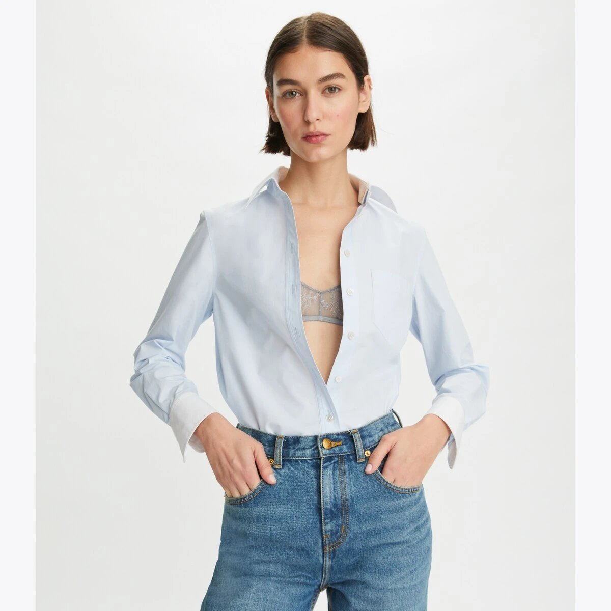 Tory Burch Contrast Collar Poplin Shirt 2 Tory Burch Contrast Collar Poplin Shirt - Image 2