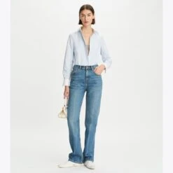 Tory Burch Contrast Collar Poplin Shirt