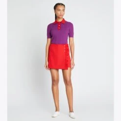 Cotton Pointelle Polo Sweater