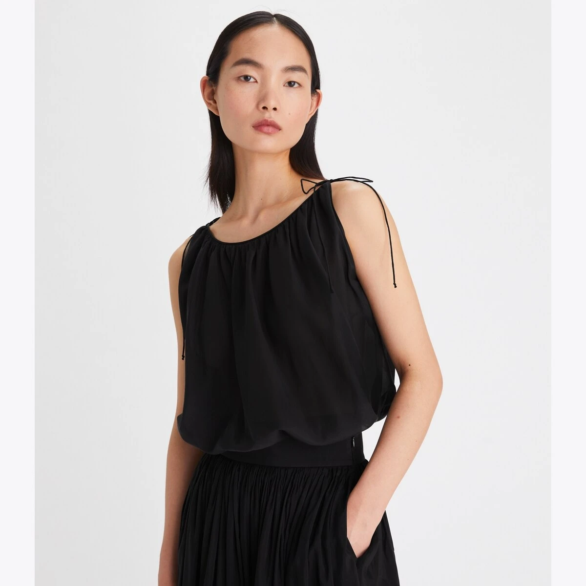 Tory Burch Cotton Silk Shoulder Tie Top 2 Tory Burch Cotton Silk Shoulder Tie Top - Image 2