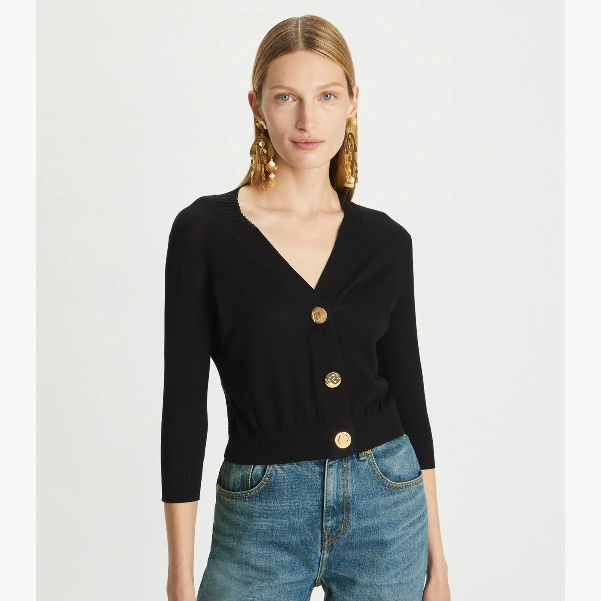 Tory Burch Cropped Cotton Cardigan 2 Tory Burch Cropped Cotton Cardigan - Image 2