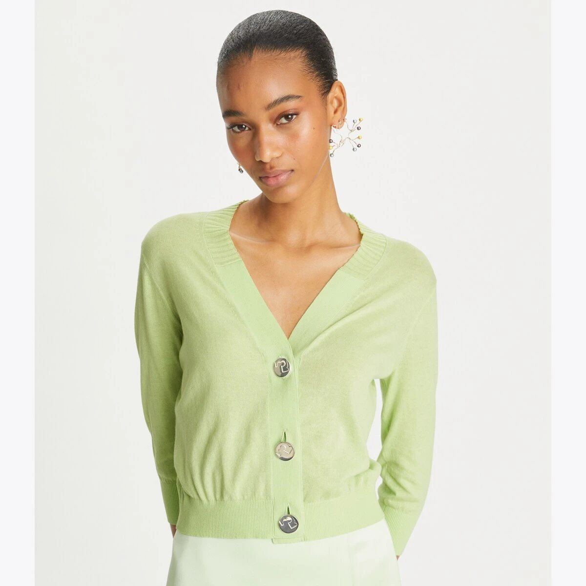 Tory Burch Cropped Cotton Cardigan 7 Tory Burch Cropped Cotton Cardigan - Image 7