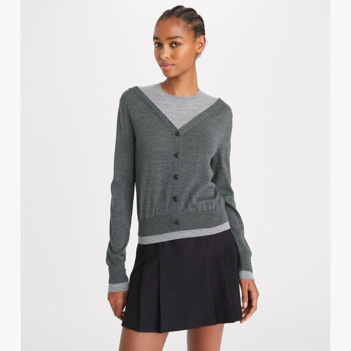 Tory Burch Double Layered Crewneck Cardigan 4 Tory Burch Double Layered Crewneck Cardigan - Image 4