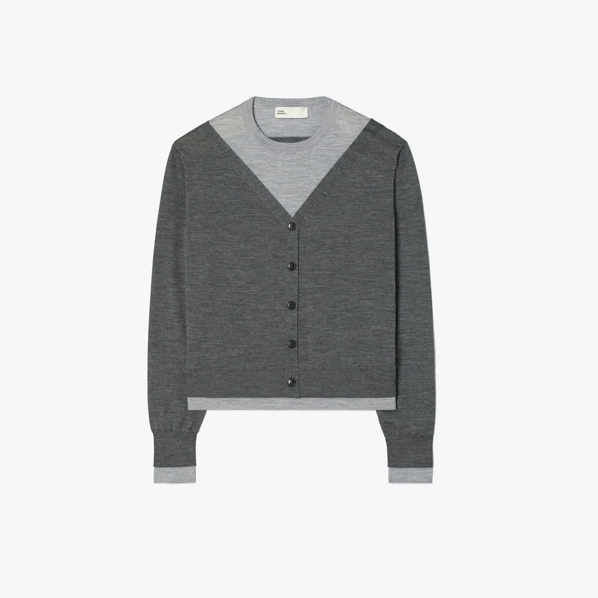 Tory Burch Double Layered Crewneck Cardigan 3 Tory Burch Double Layered Crewneck Cardigan - Image 3