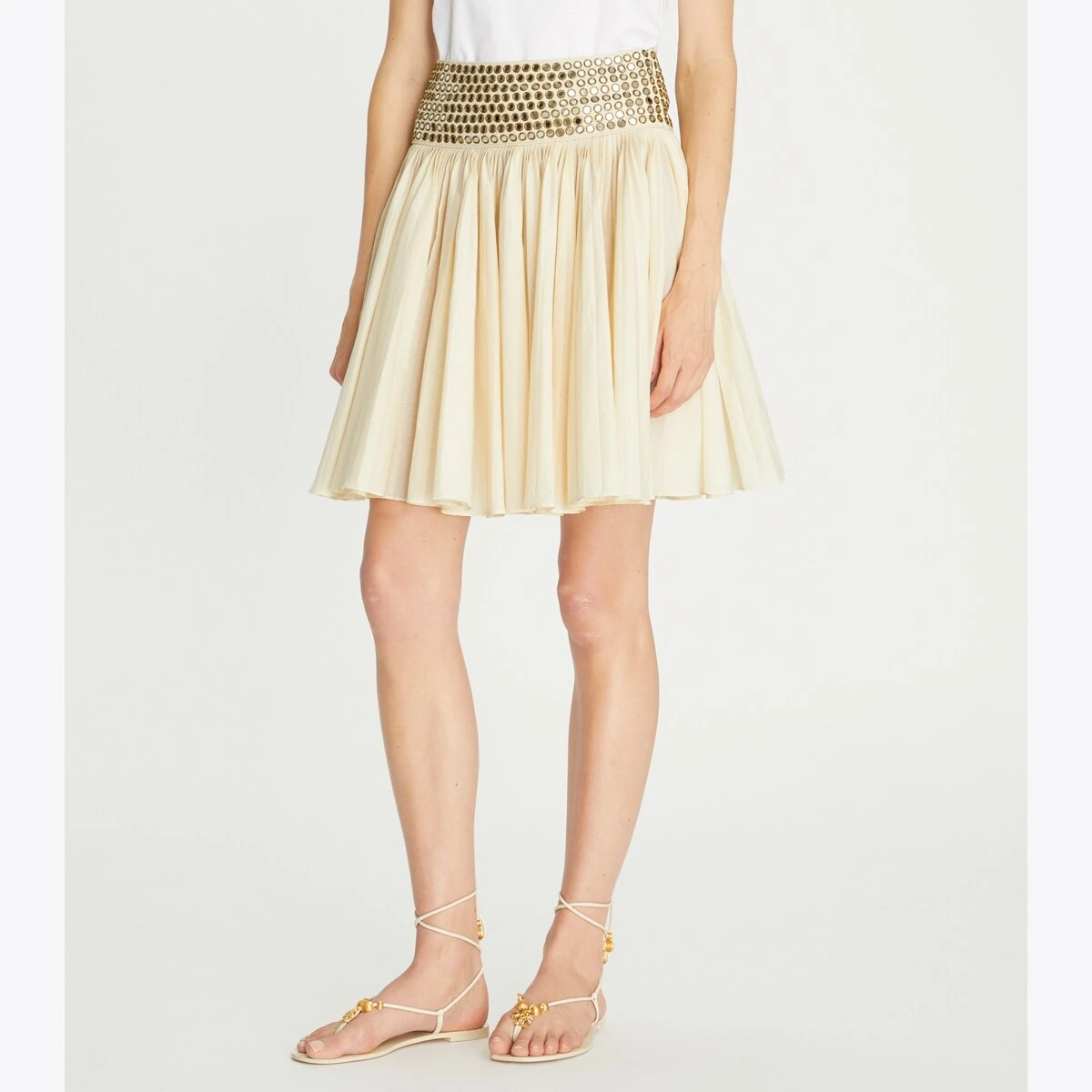 Tory Burch Hand-Done Mirrorwork Cotton Skirt 2 Tory Burch Hand-Done Mirrorwork Cotton Skirt - Image 2