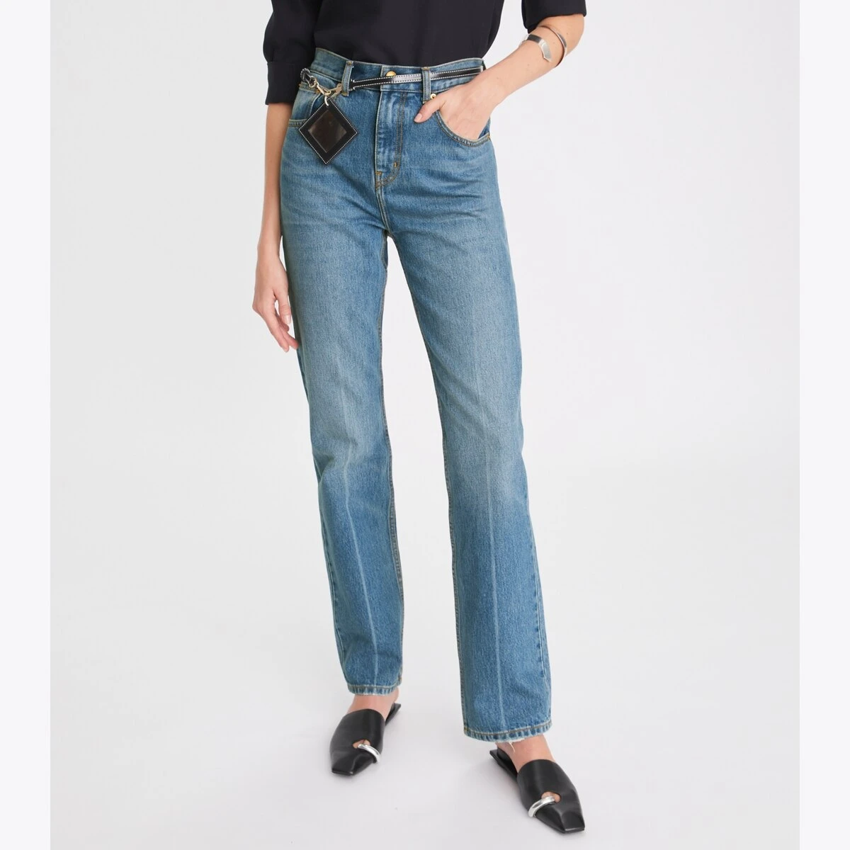 Tory Burch High-Rise Slim Straight Jean 1 Tory Burch High-Rise Slim Straight Jean