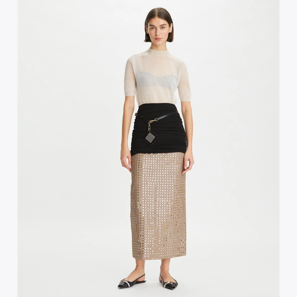 Tory Burch Layered Hand-Done Mirrorwork Skirt 5 Tory Burch Layered Hand-Done Mirrorwork Skirt - Image 5