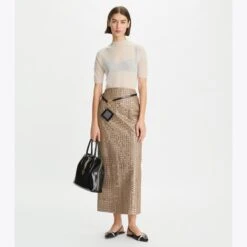 Tory Burch Layered Hand-Done Mirrorwork Skirt