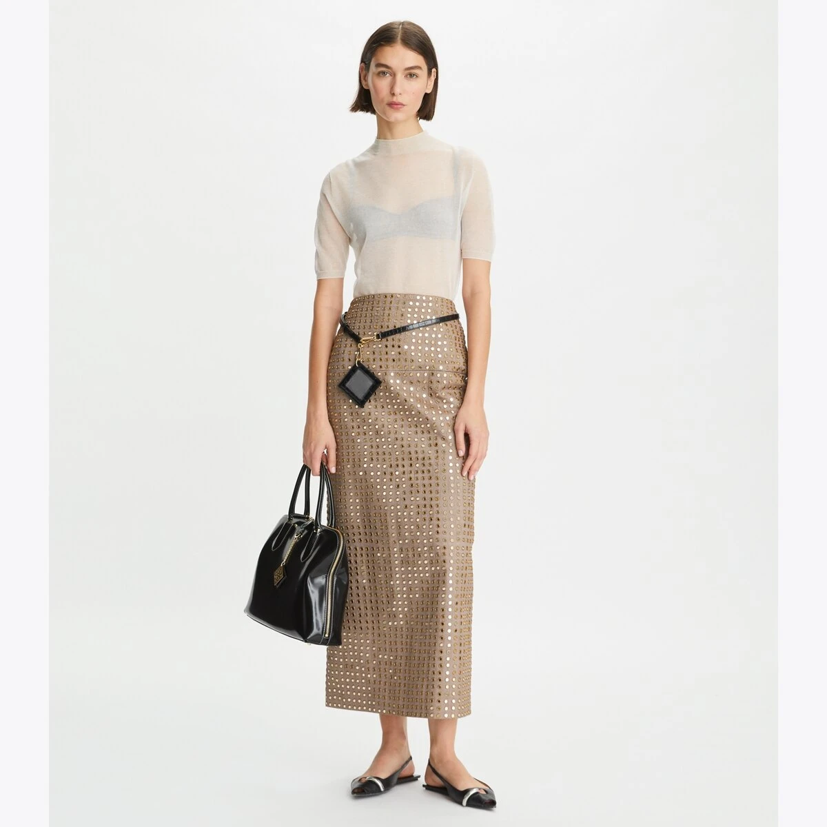 Tory Burch Layered Hand-Done Mirrorwork Skirt 1 Tory Burch Layered Hand-Done Mirrorwork Skirt