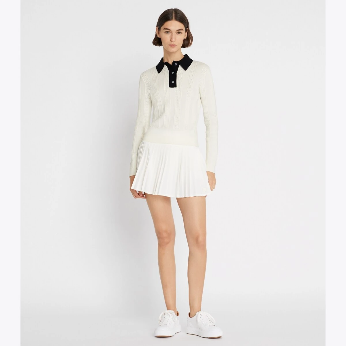 Long Sleeve Cotton Pointelle Polo 3 Long Sleeve Cotton Pointelle Polo - Image 3