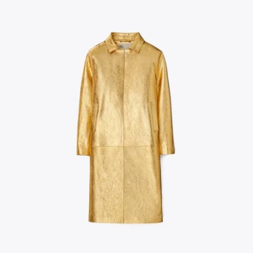 Tory Burch Metallic Leather Coat