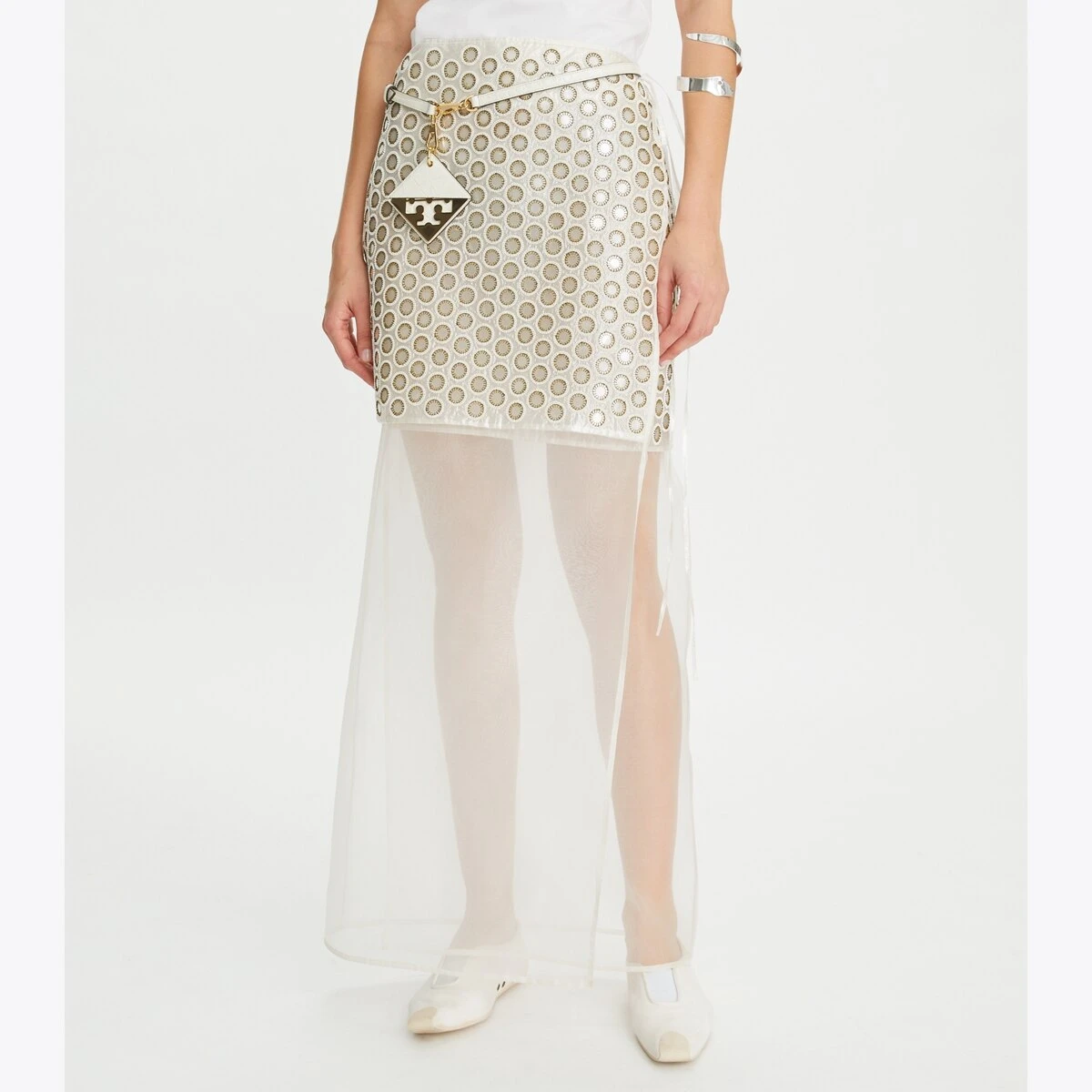 Tory Burch Mirror Embellished Double-Layer Skirt 3 Tory Burch Mirror Embellished Double-Layer Skirt - Image 3