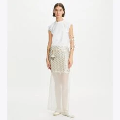 Tory Burch Mirror Embellished Double-Layer Skirt