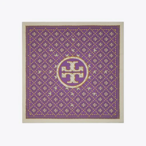 Tory Burch Pearls And Ducks T Monogram Silk Square