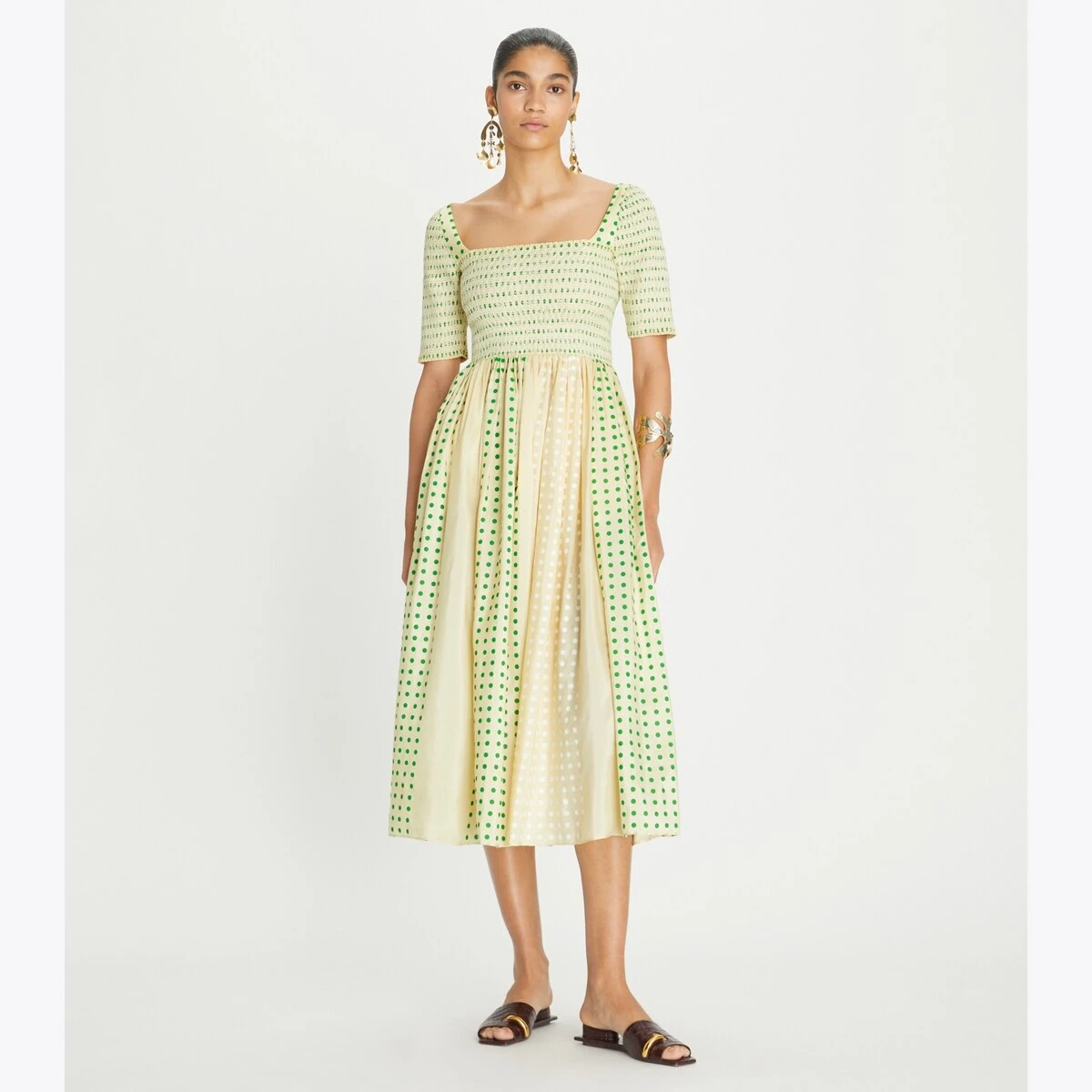 Tory Burch Printed Silk Smocked Dress 3 Tory Burch Printed Silk Smocked Dress - Image 3