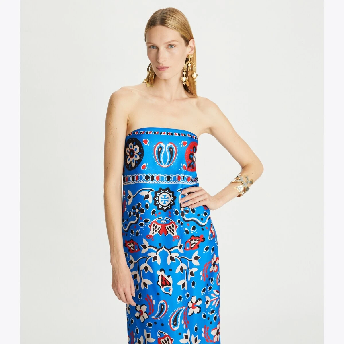 Tory Burch Printed Silk Strapless Dress 3 Tory Burch Printed Silk Strapless Dress - Image 3