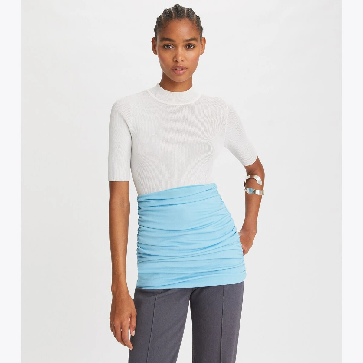 Tory Burch Ribbed Short-Sleeve Mockneck 9 Tory Burch Ribbed Short-Sleeve Mockneck - Image 9