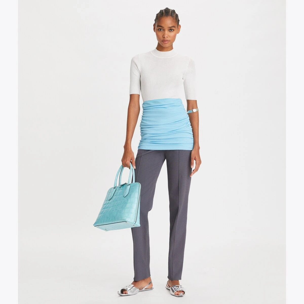 Tory Burch Ribbed Short-Sleeve Mockneck 3 Tory Burch Ribbed Short-Sleeve Mockneck - Image 3