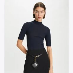 Tory Burch Ribbed Short-Sleeve Mockneck 32 Tory Burch Ribbed Short-Sleeve Mockneck -Tory Burch Sales 2024 Ribbed20Short Sleeve20Mockneck.TB 145743 413 20230310 OMDET.pdp 1200x1200 1