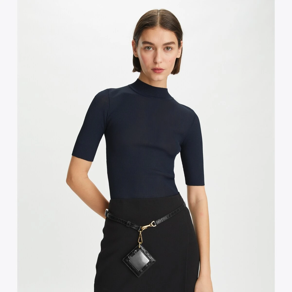 Tory Burch Ribbed Short-Sleeve Mockneck 15 Tory Burch Ribbed Short-Sleeve Mockneck - Image 15