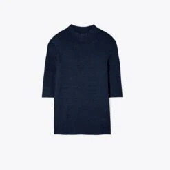 Tory Burch Ribbed Short-Sleeve Mockneck 30 Tory Burch Ribbed Short-Sleeve Mockneck -Tory Burch Sales 2024 Ribbed20Short Sleeve20Mockneck.TB 145743 413 SLFRO.pdp 1200x1200 1