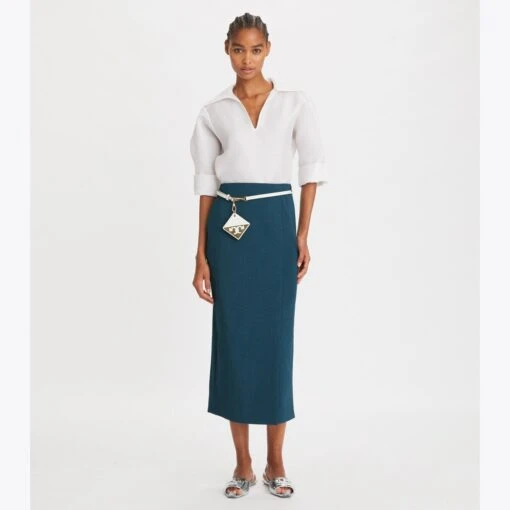 Tory Burch Stretch Faille Wrap Skirt