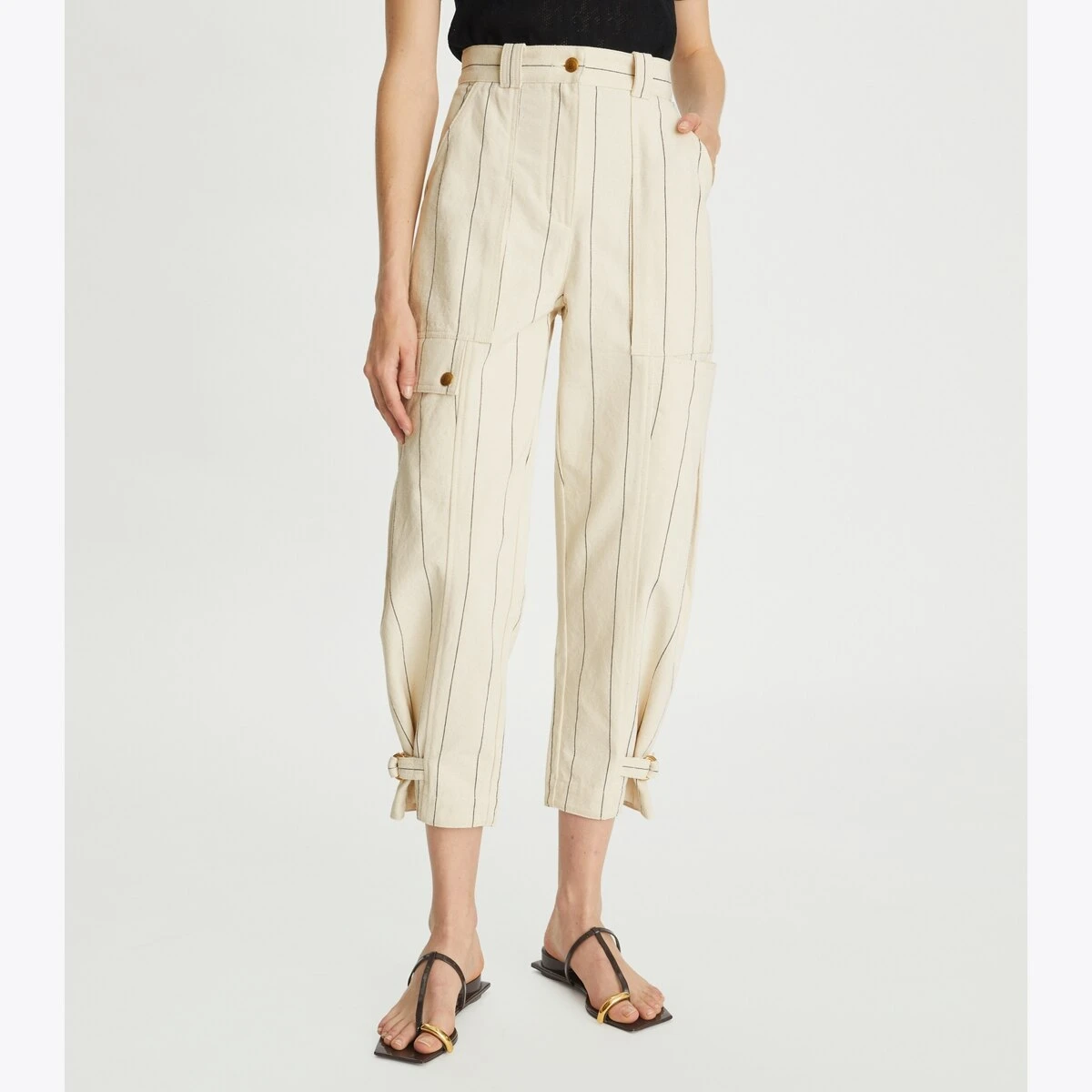 Tory Burch Striped Cotton Canvas Pant 1 Tory Burch Striped Cotton Canvas Pant