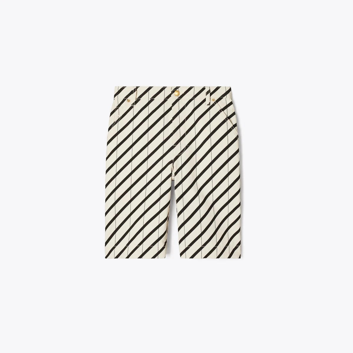 Tory Burch Striped Cotton Canvas Short 1 Tory Burch Striped Cotton Canvas Short