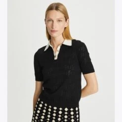 T Monogram Cotton Pointelle Polo 11 T Monogram Cotton Pointelle Polo -Tory Burch Sales 2024 T20Monogram20Cotton20Pointelle20Polo.TB 148322 001 20230515 OMDET.pdp 1200x1200 1