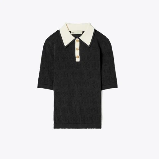 T Monogram Cotton Pointelle Polo