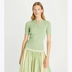 Tory Burch Viscose Ribbed Henley