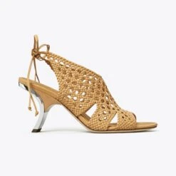 Tory Burch Woven Curved-Heel Sandal
